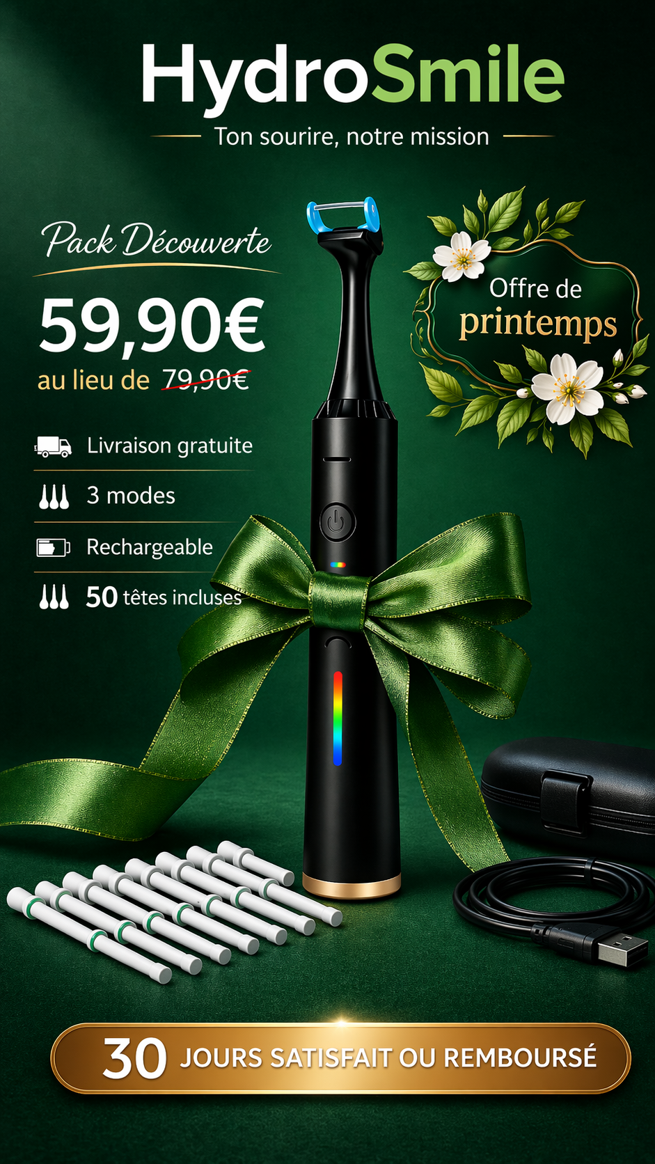 PACK DÉCOUVERTE - Fil dentaire électrique - Hydrosmile